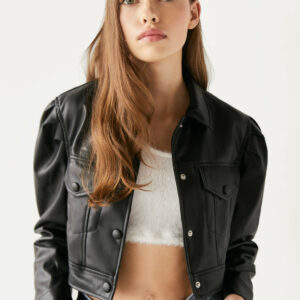 Cropped Faux Leather Jacket