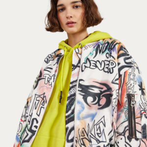 Oversized Printed Bomber Jacket