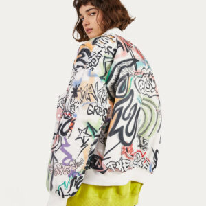 Oversized Printed Bomber Jacket